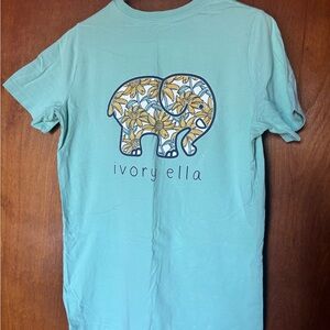 Ivory Ella Teal T-Shirt with Yellow Floral Elephant